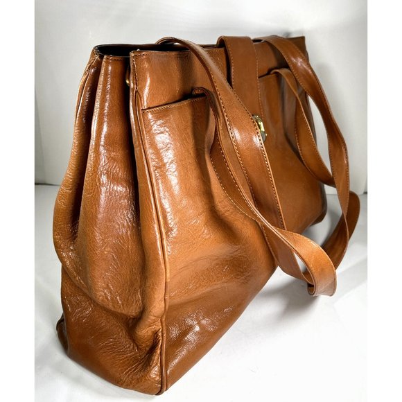 Dillards Vintage  Briefcase Brown Italian Leather Multi Compartment - Distressed - Picture 5 of 12